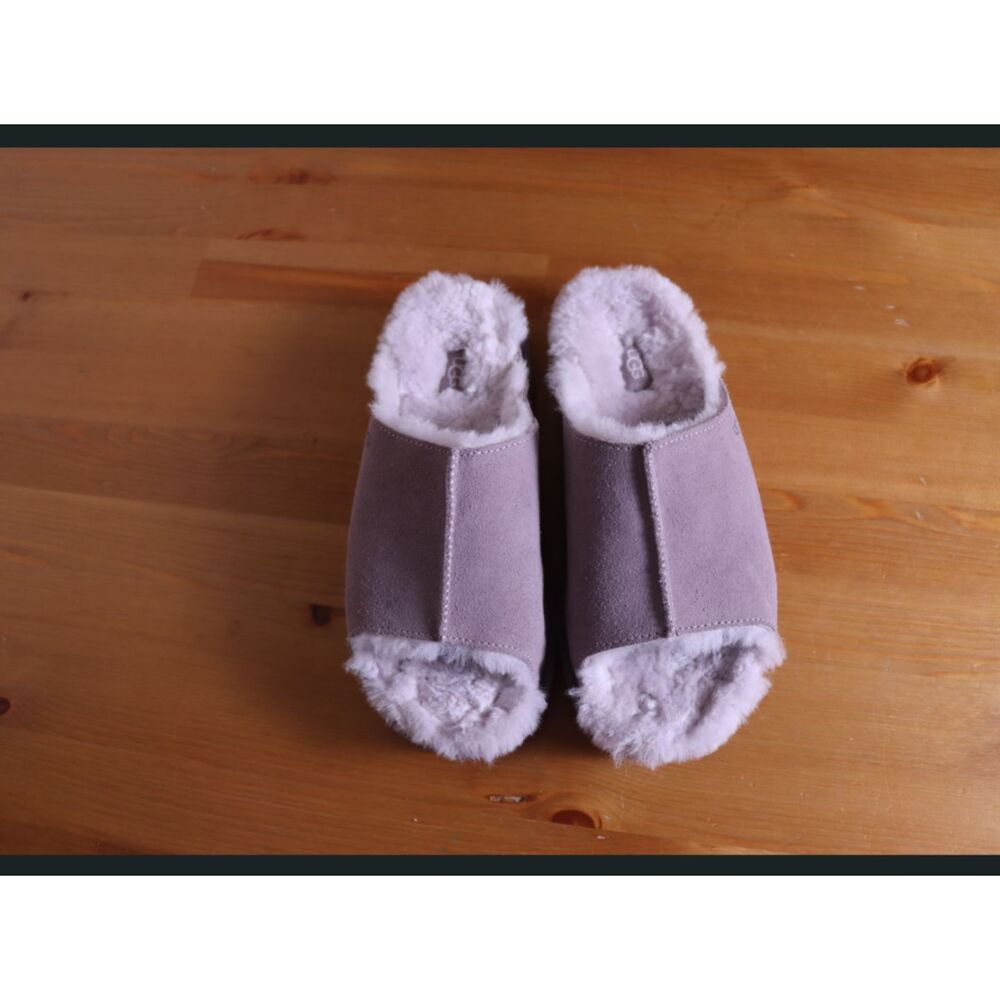 UGG Faux Fur Slide Slippers Light Purple Womens 6 7 Cozy - Picture 3 of 8